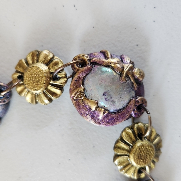 Y2K Fairycore Chunky Celestial Costume Jewelry Necklace Purple Vintage Fairy - Picture 3 of 11